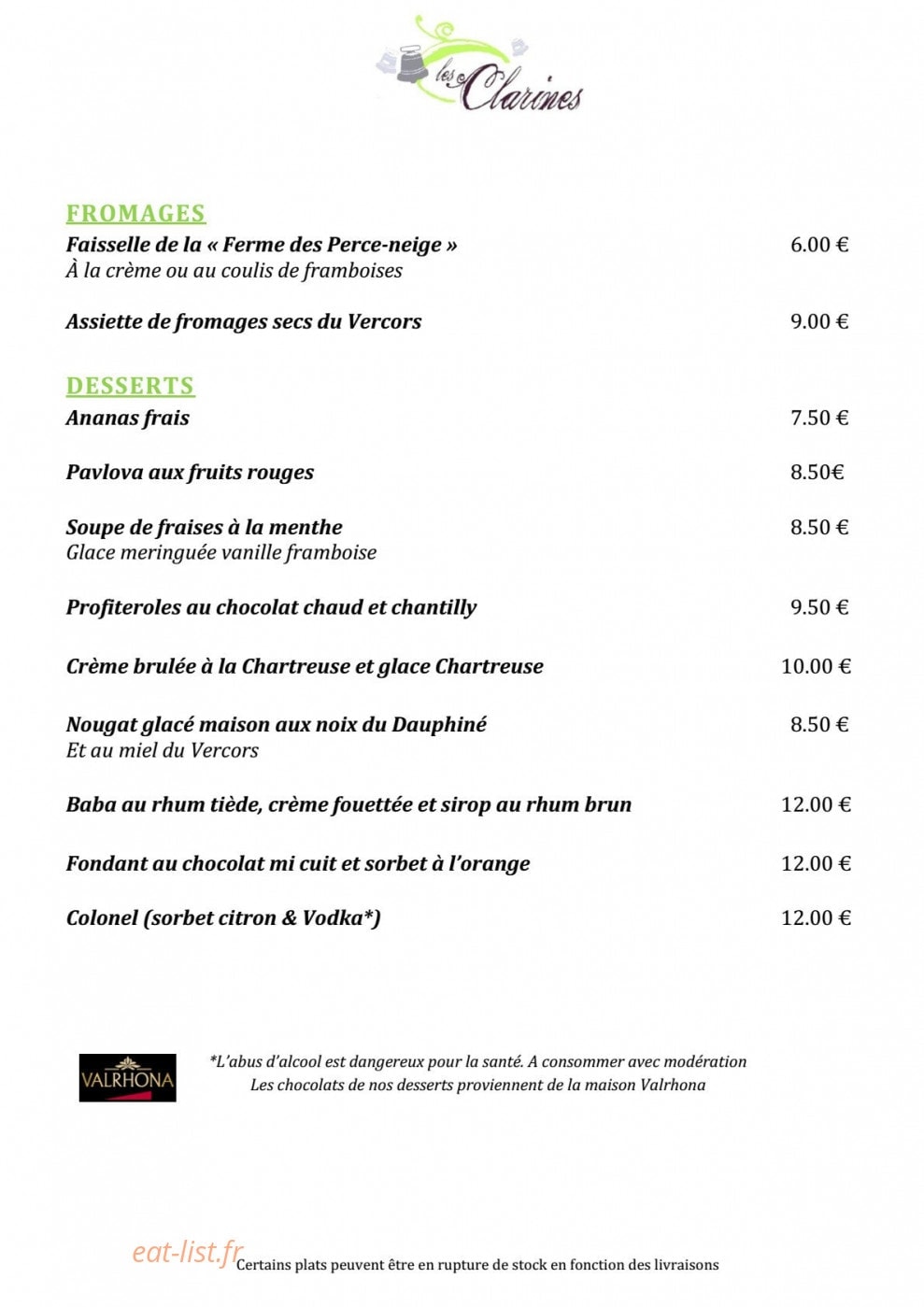 Les Clarines — carte page 5