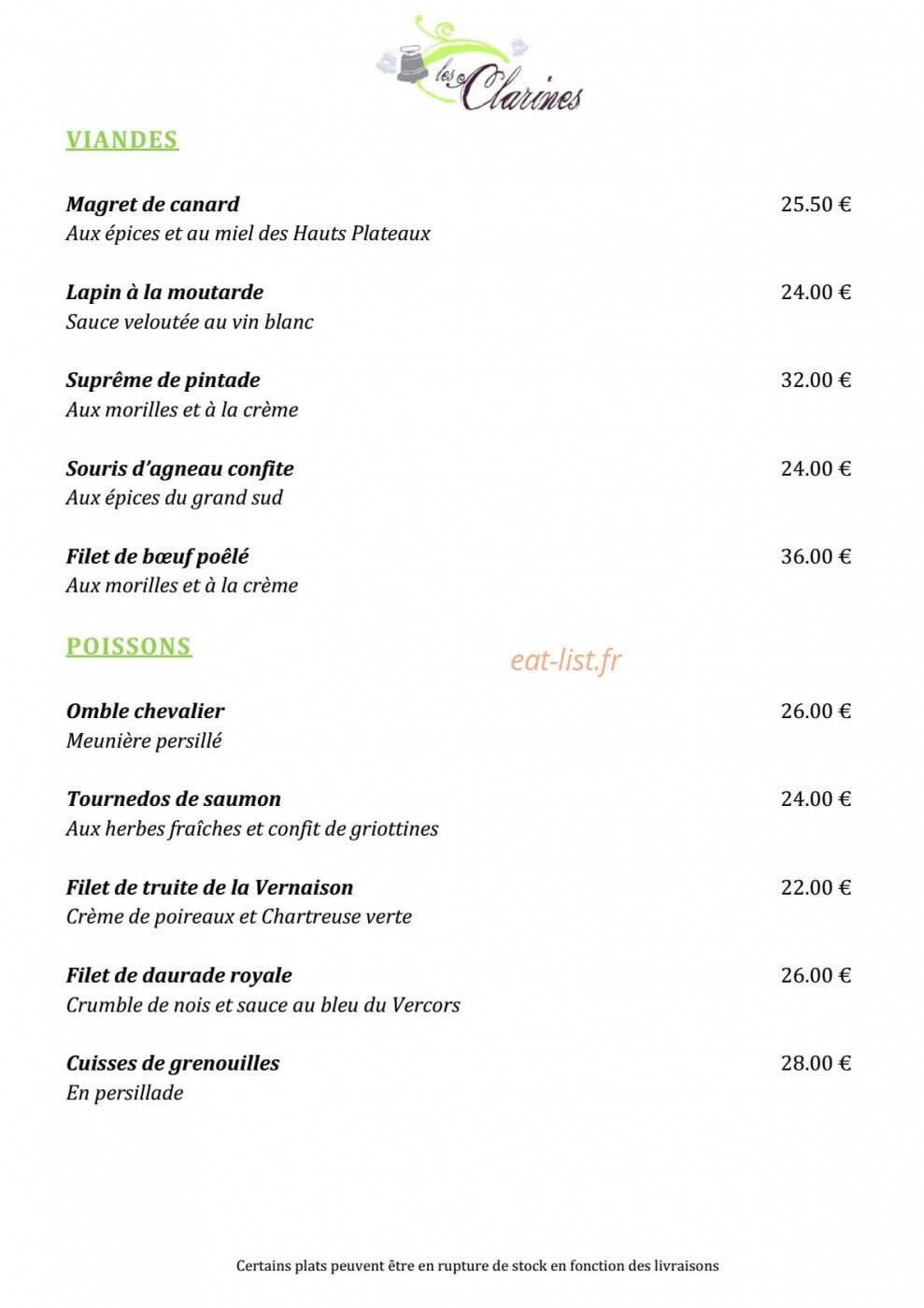 Les Clarines — carte page 3