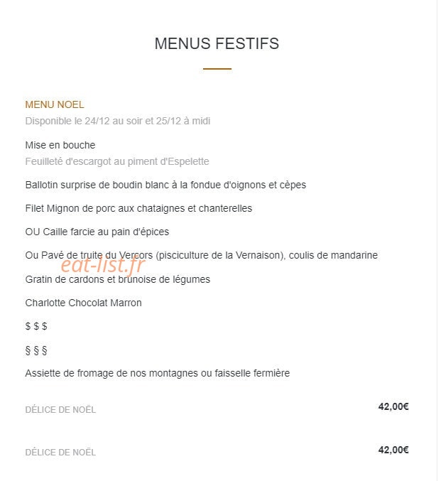 Auberge de la Croix Perrin — carte page 12