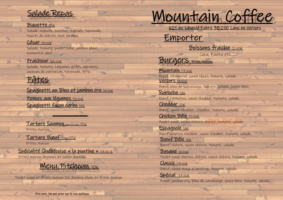 Mountain Coffee — carte page 5