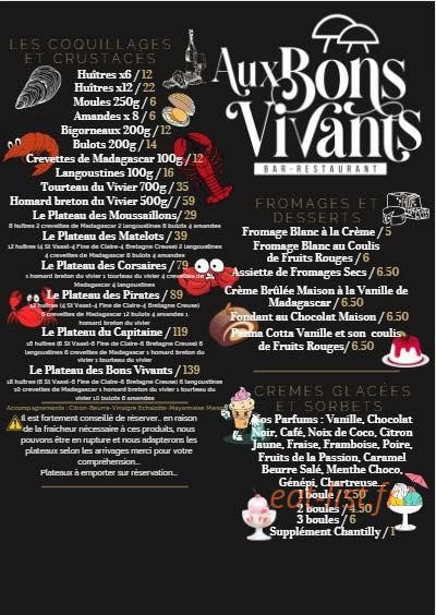 Aux Bons Vivants — carte page 4
