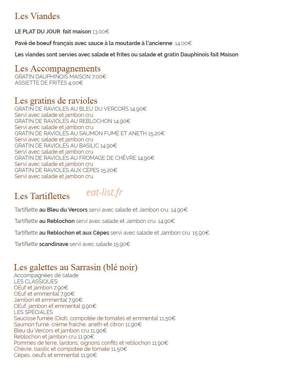 Brasserie la Marguerite — carte page 2