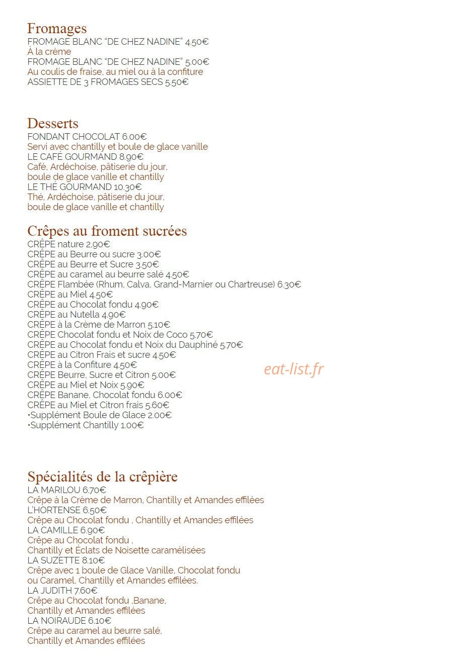 Brasserie la Marguerite — carte page 3