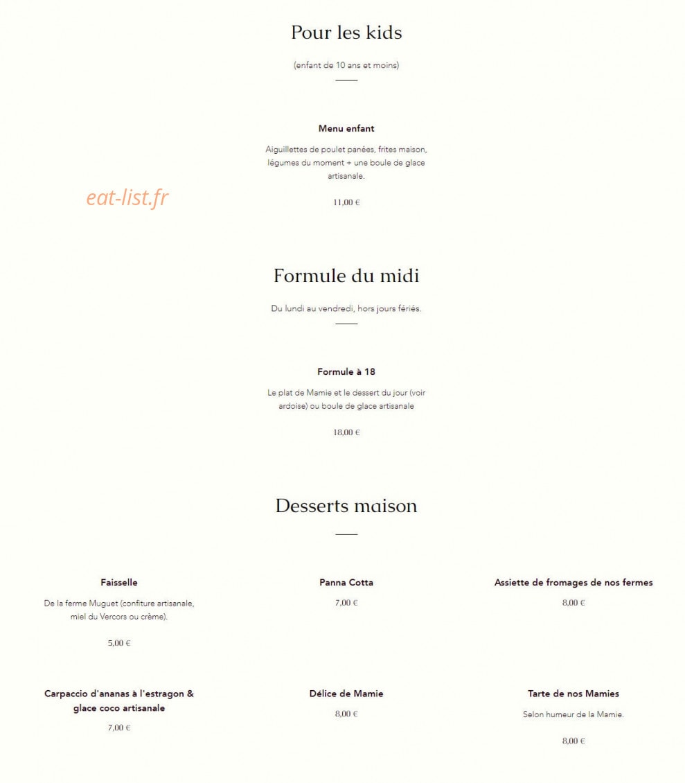 Chez Mamie — carte page 2