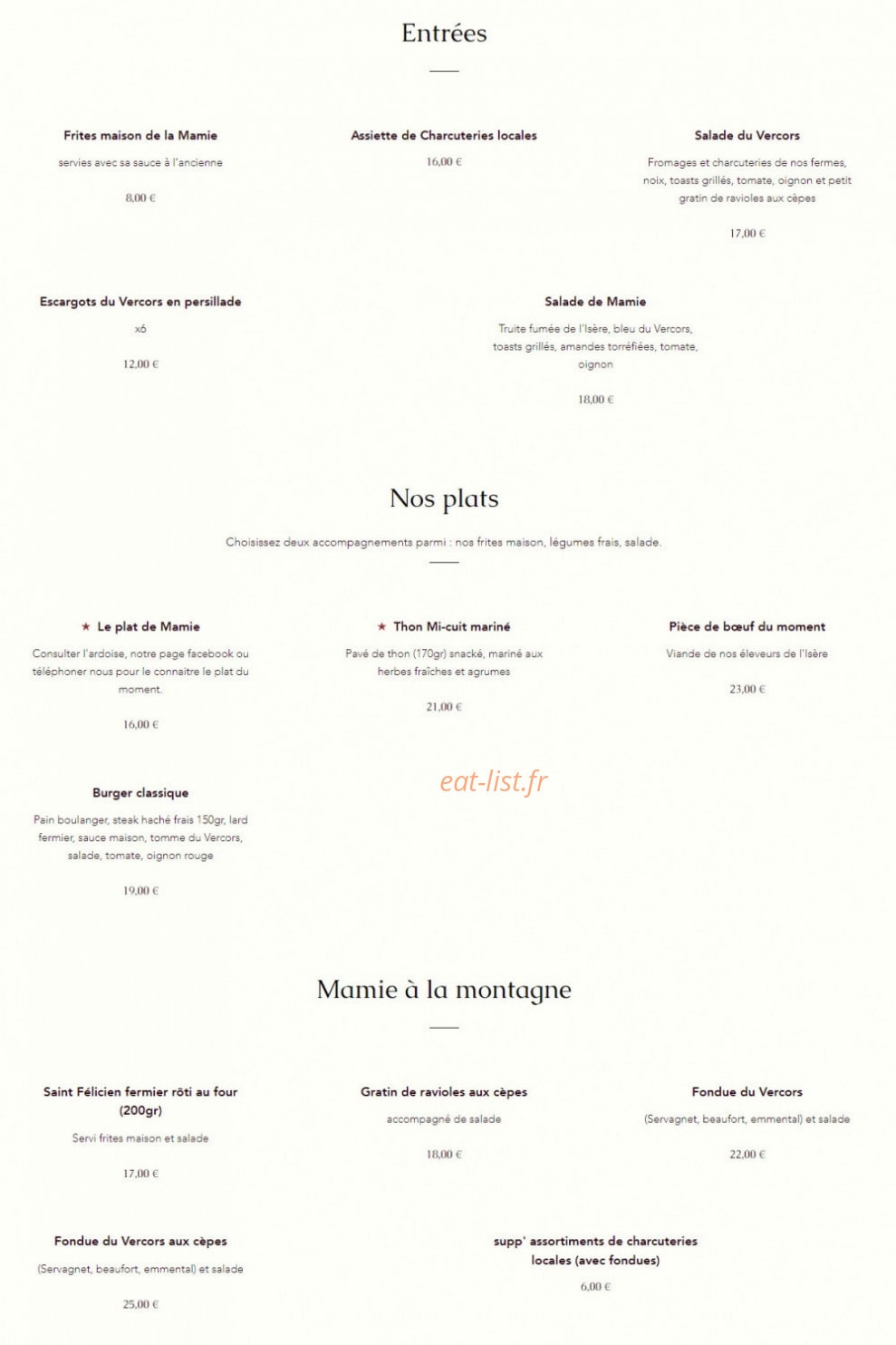 Chez Mamie — carte page 1