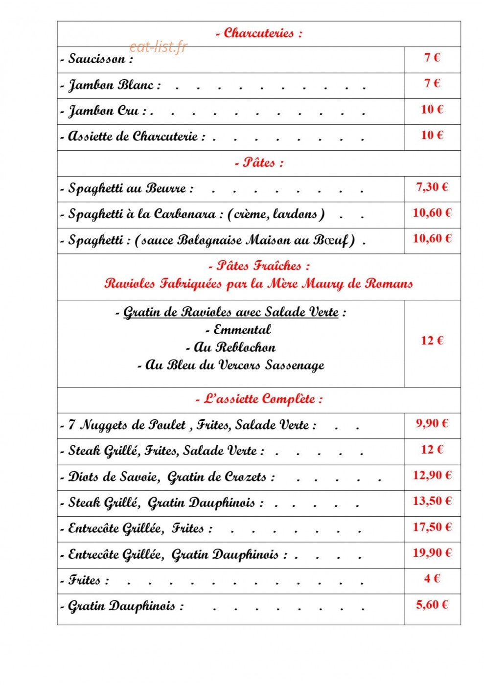 La taverne — carte page 7