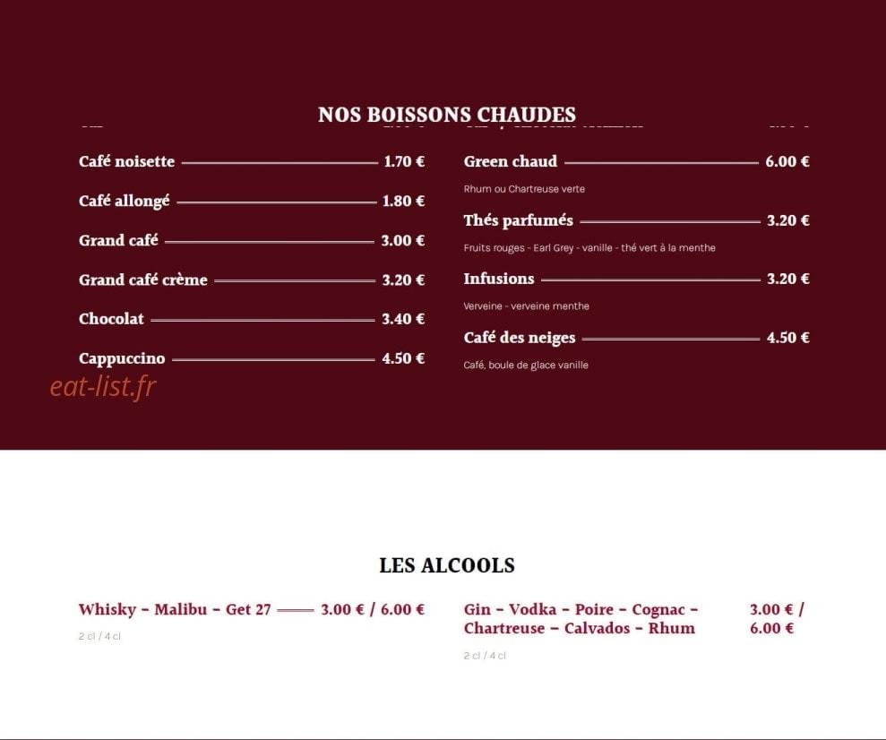 Le Central Bar — carte page 9