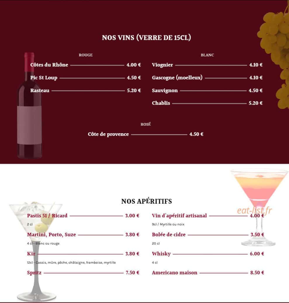 Le Central Bar — carte page 6