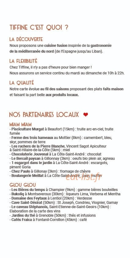 Brasserie Tiffine — carte page 5