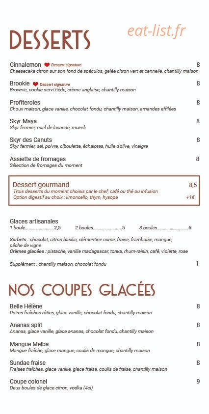 Brasserie Tiffine — carte page 3