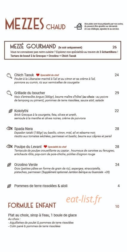 Brasserie Tiffine — carte page 2