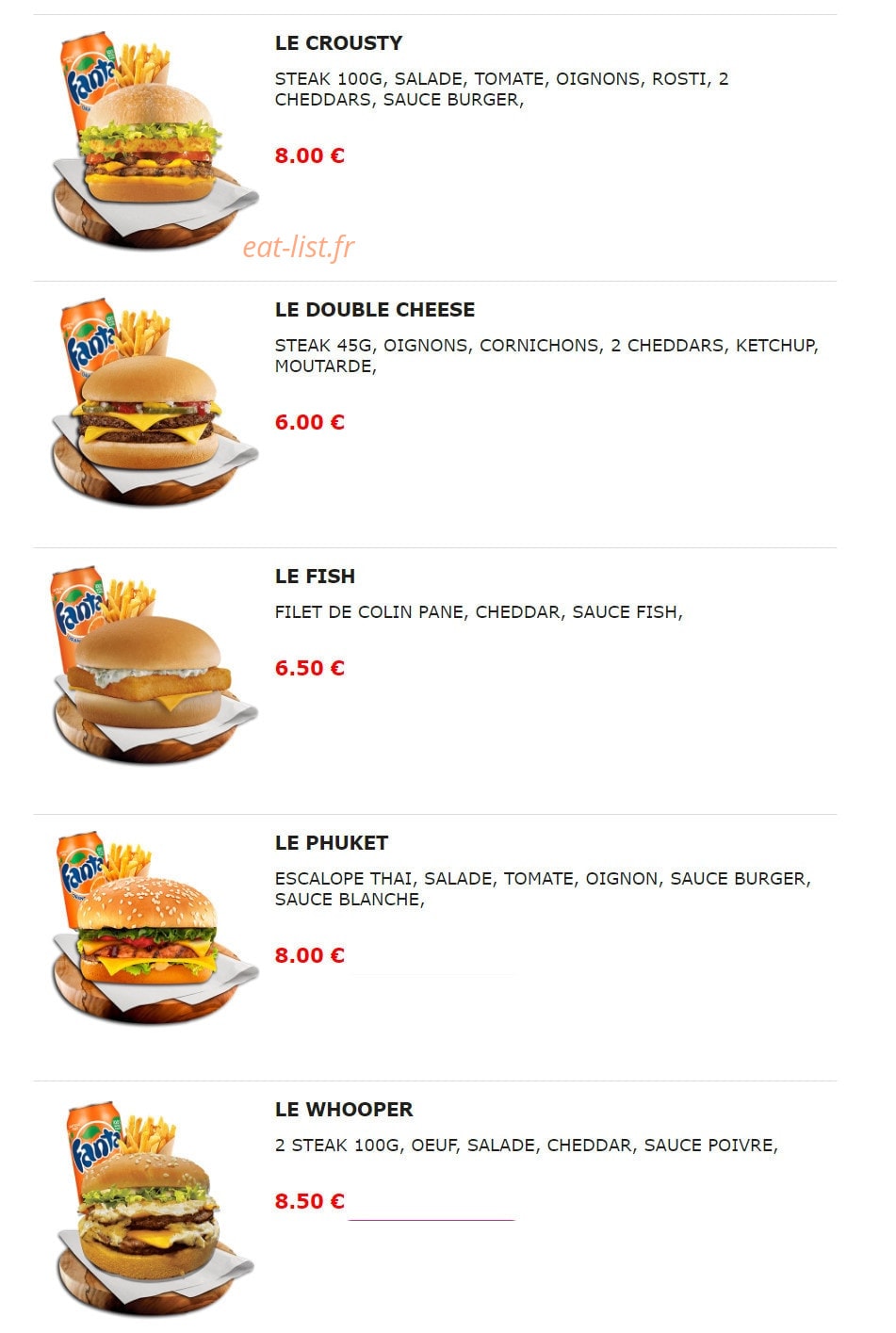 Burger Nine — carte page 10