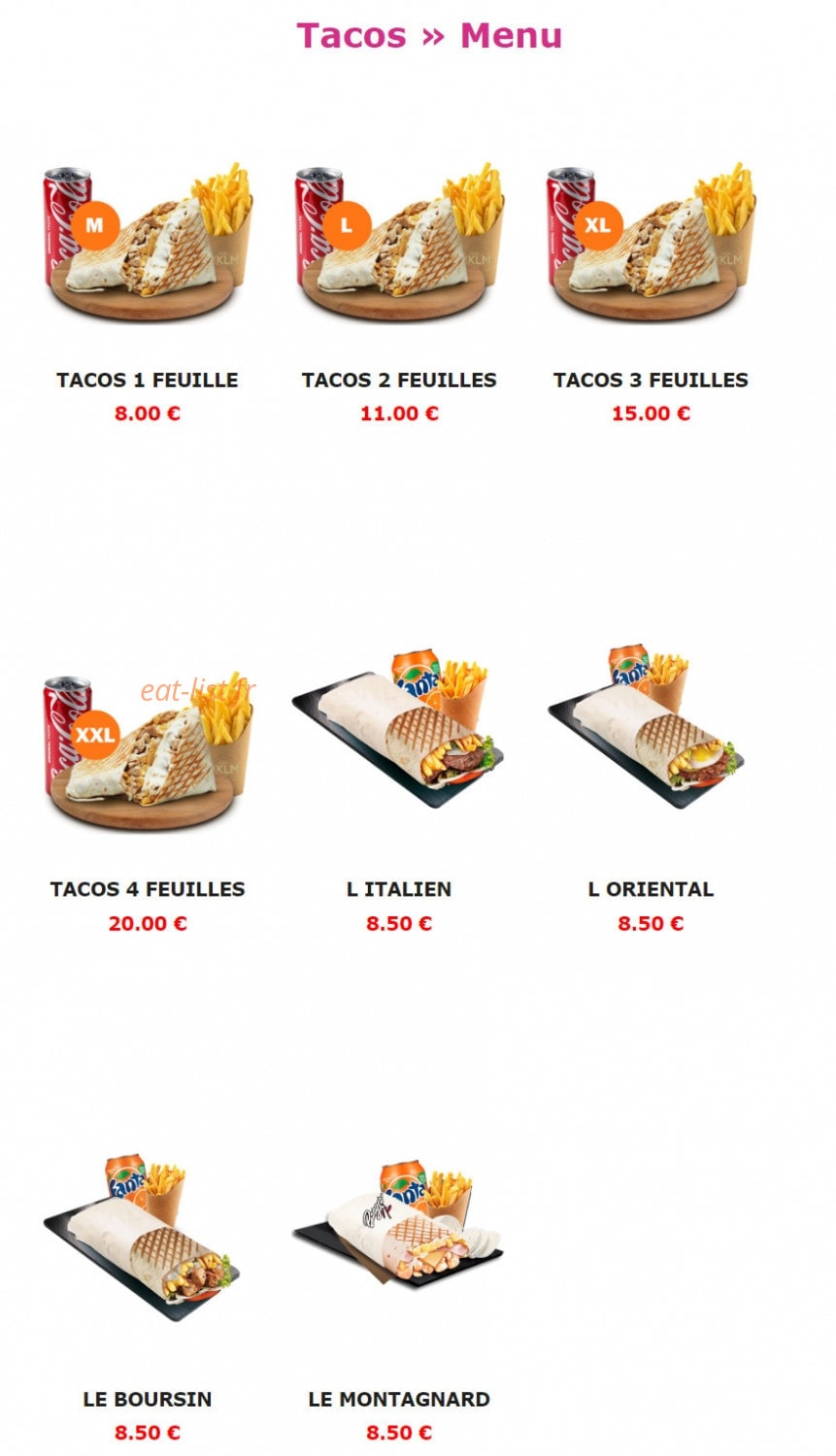 Burger Nine — carte page 2