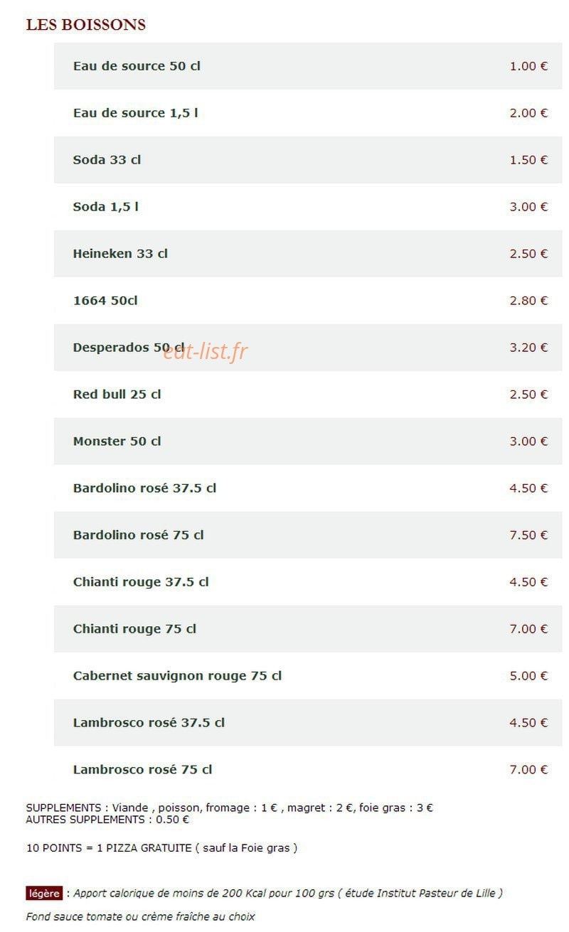 Le Kiosque à Pizzas — carte page 6