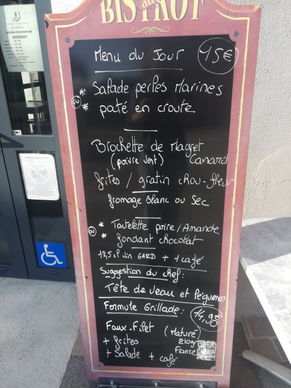 Bistrot de la Bièvre — carte page 1