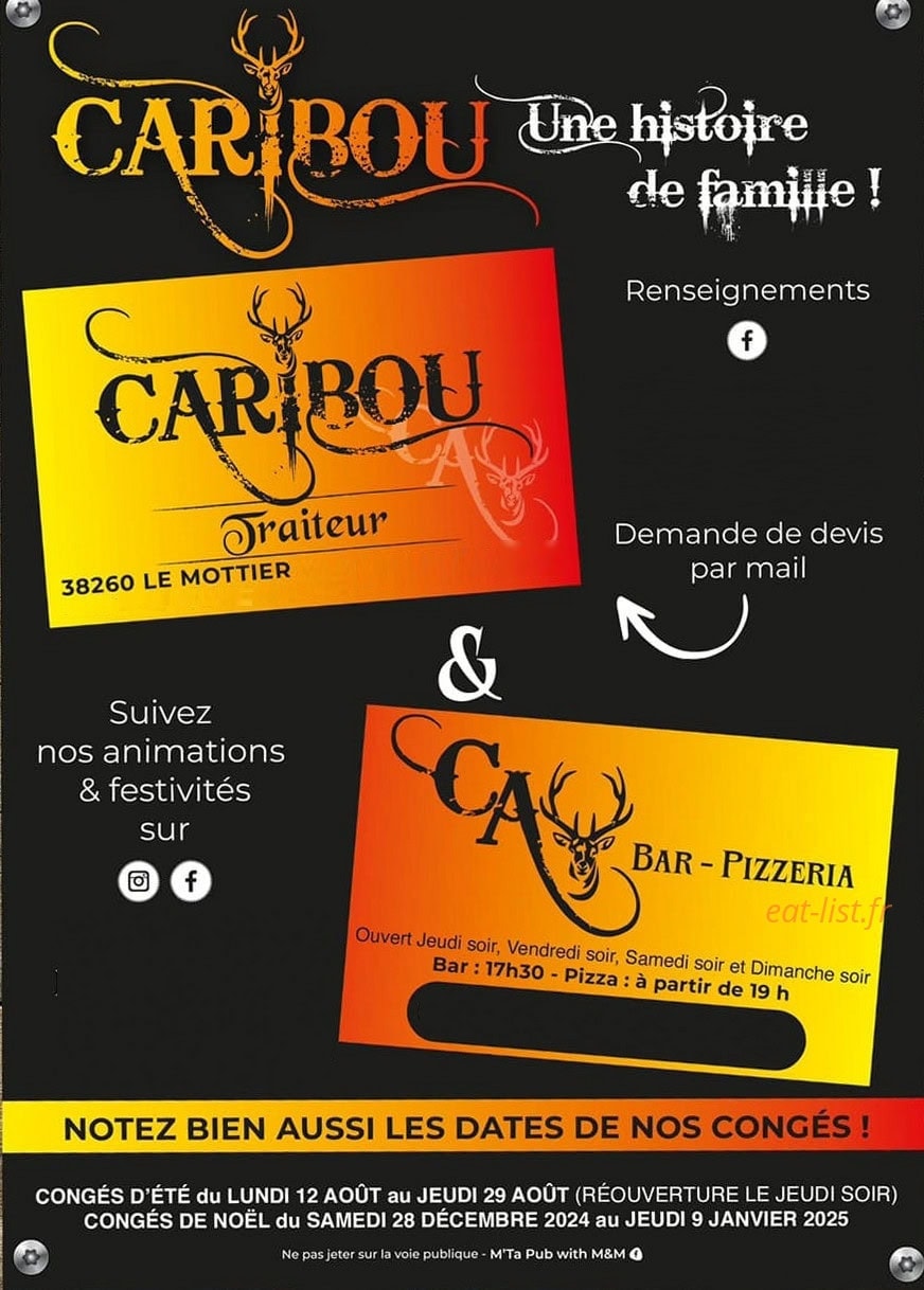Caribou Pizza — carte page 1
