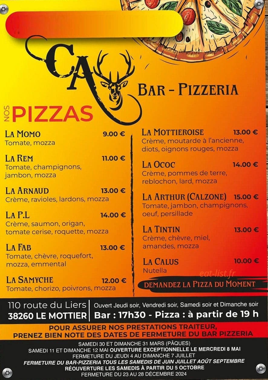 Caribou Pizza — carte page 2