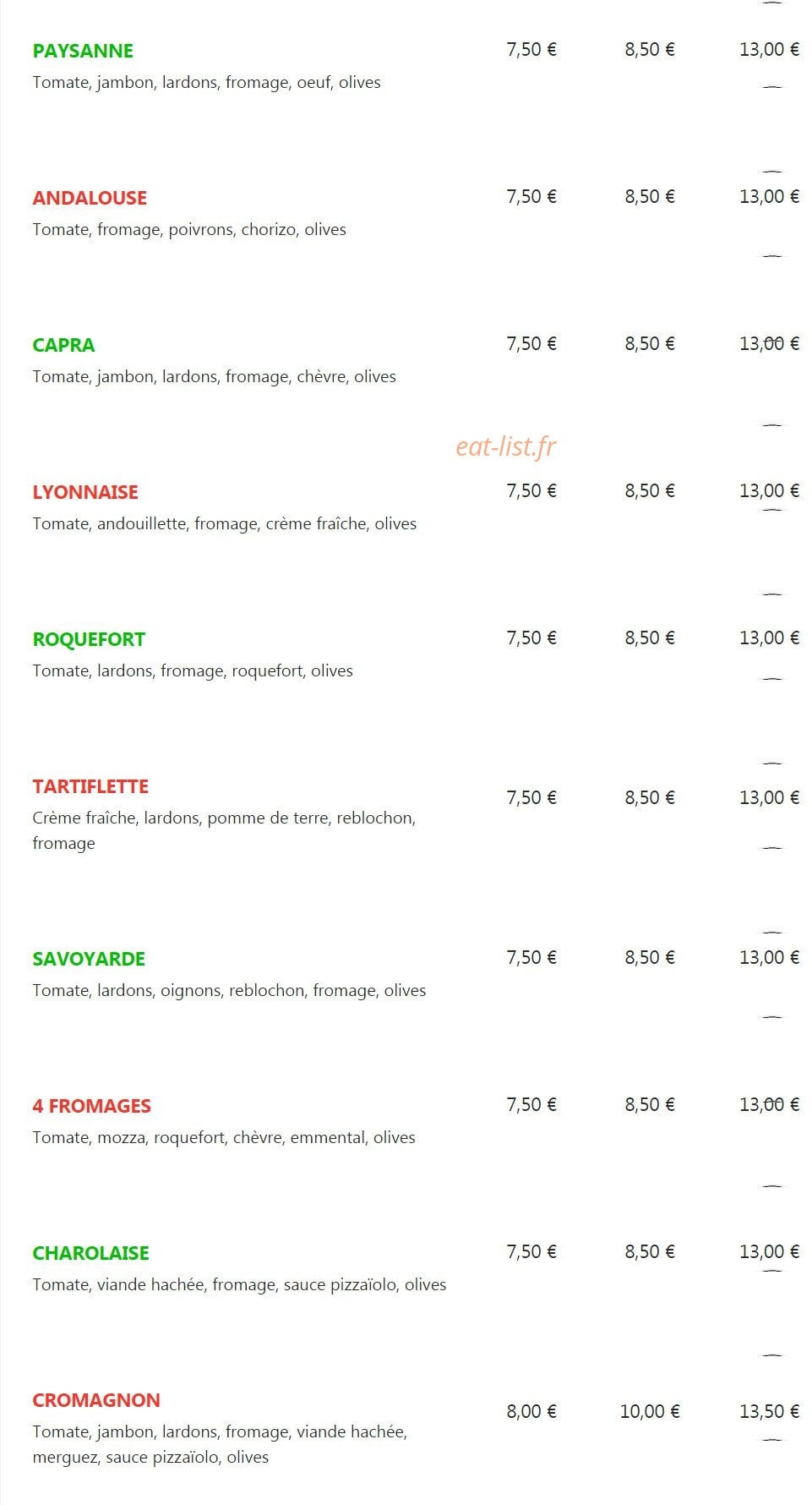 Latino Pizza — carte page 2
