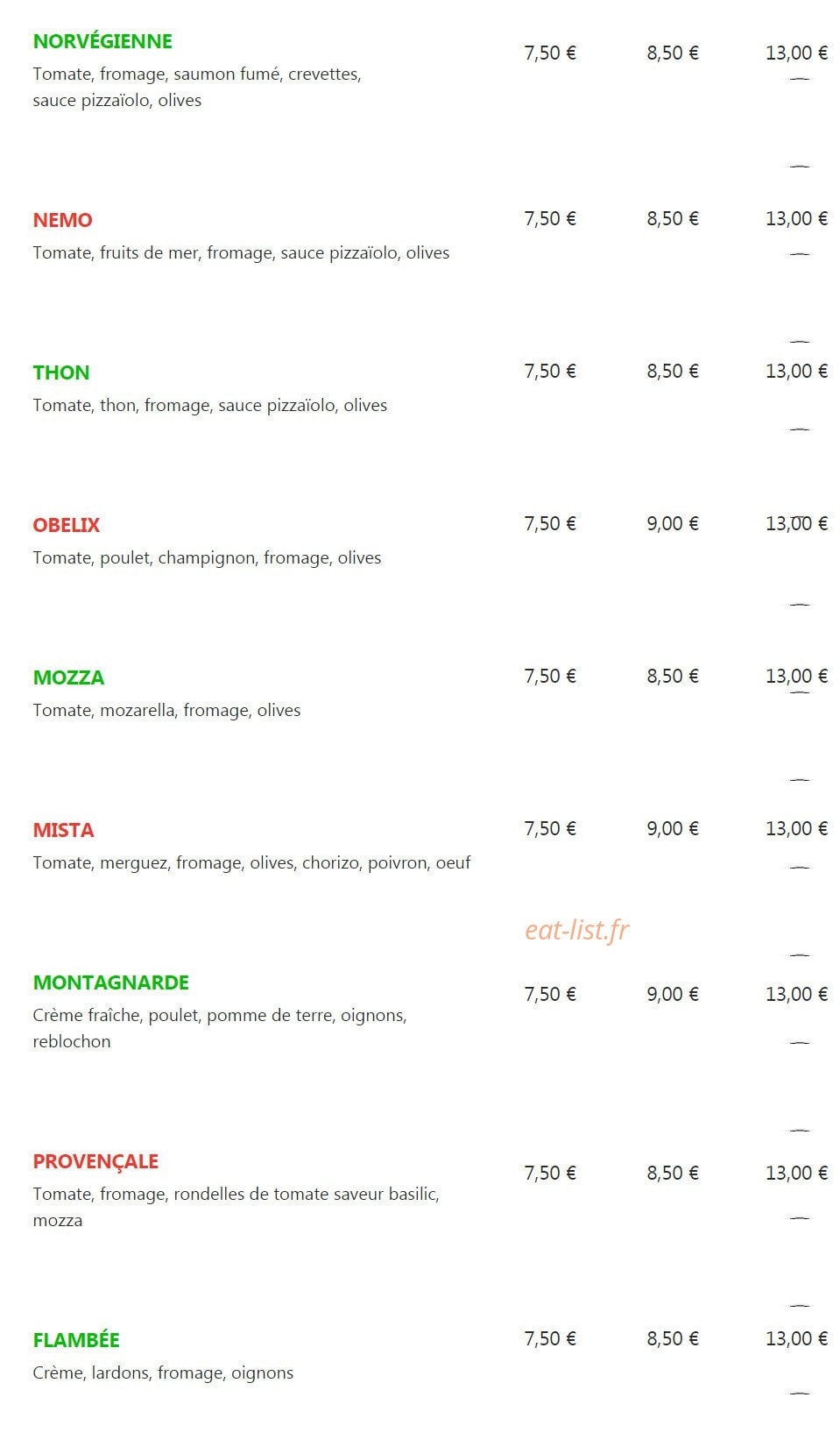 Latino Pizza — carte page 3