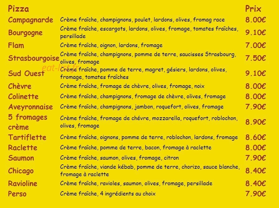 Bella Pizza — carte page 2