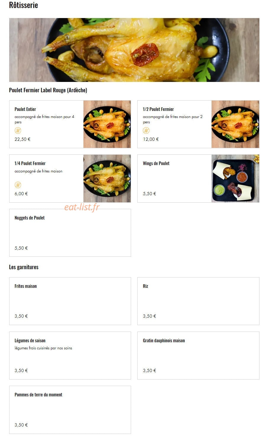 Tendance poulet — carte page 1