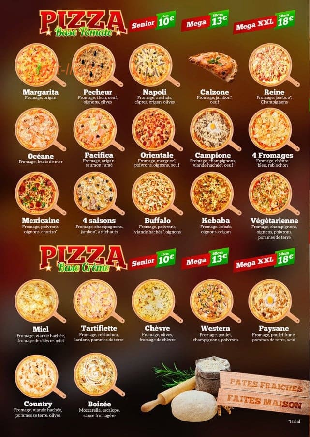Space Pizza — carte page 1