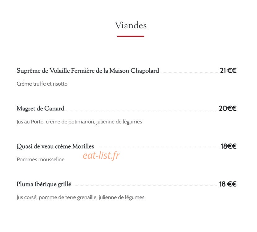 Restaurant du Château Saint Julien — carte page 5