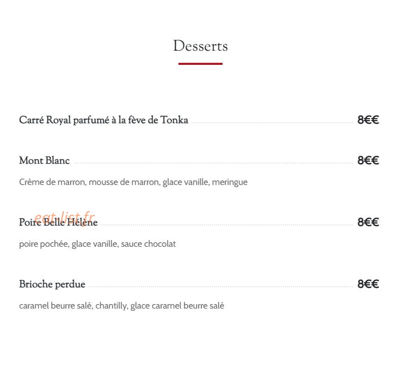 Restaurant du Château Saint Julien — carte page 4
