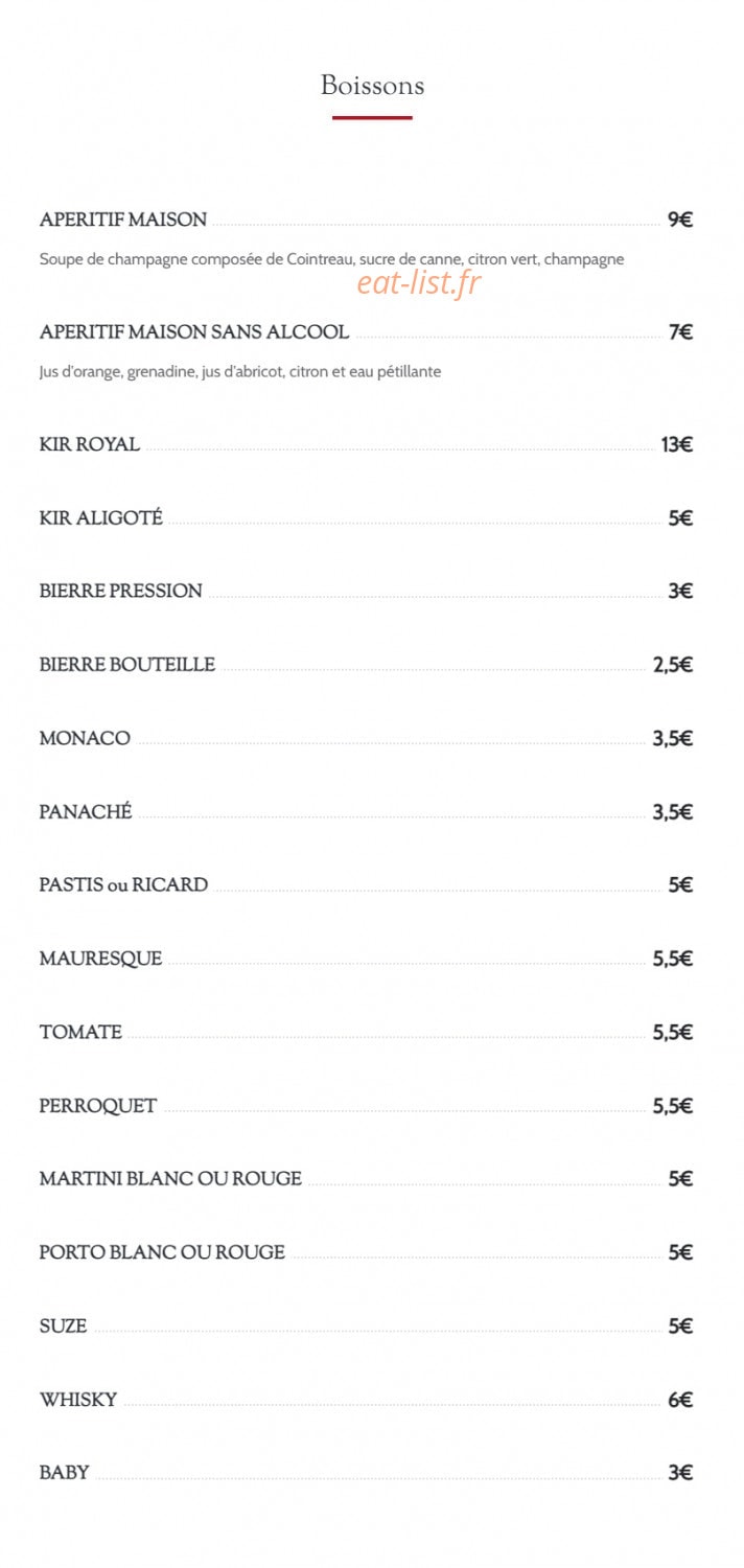 Restaurant du Château Saint Julien — carte page 2