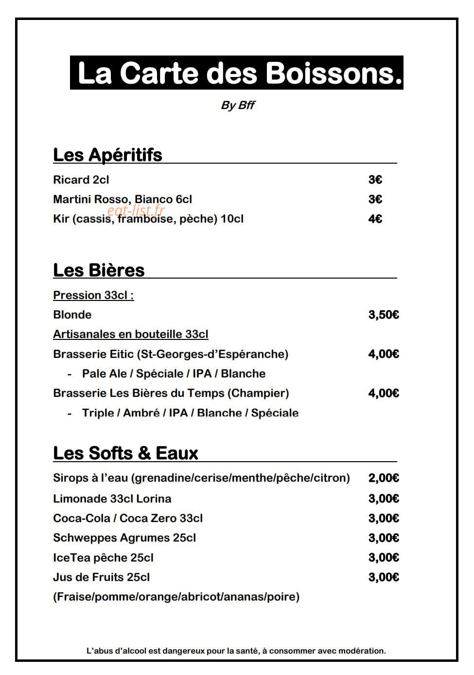 Brother’s Fine Food — carte page 2