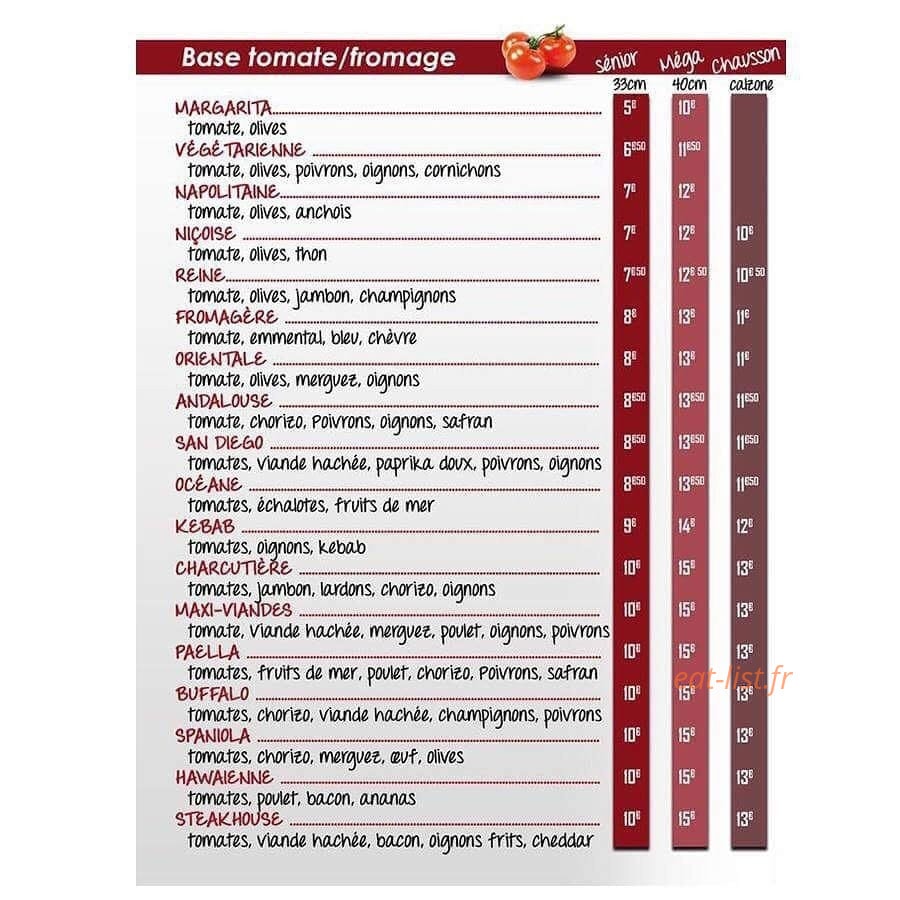 Sos Pizzas — carte page 2