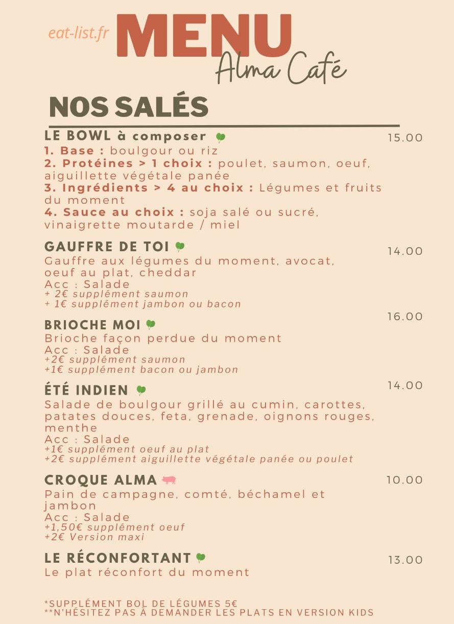 Alma Café Concept — carte page 1