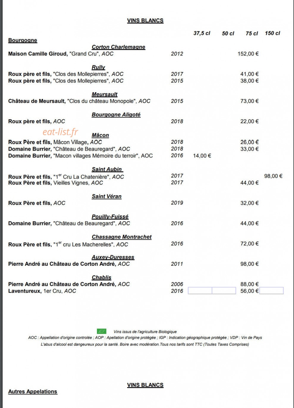 Bacchus Club et Rooftop — carte page 8