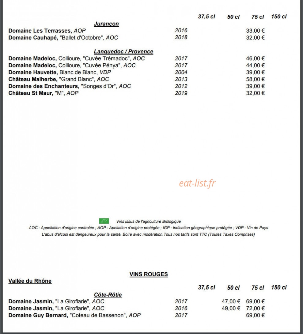 Bacchus Club et Rooftop — carte page 9