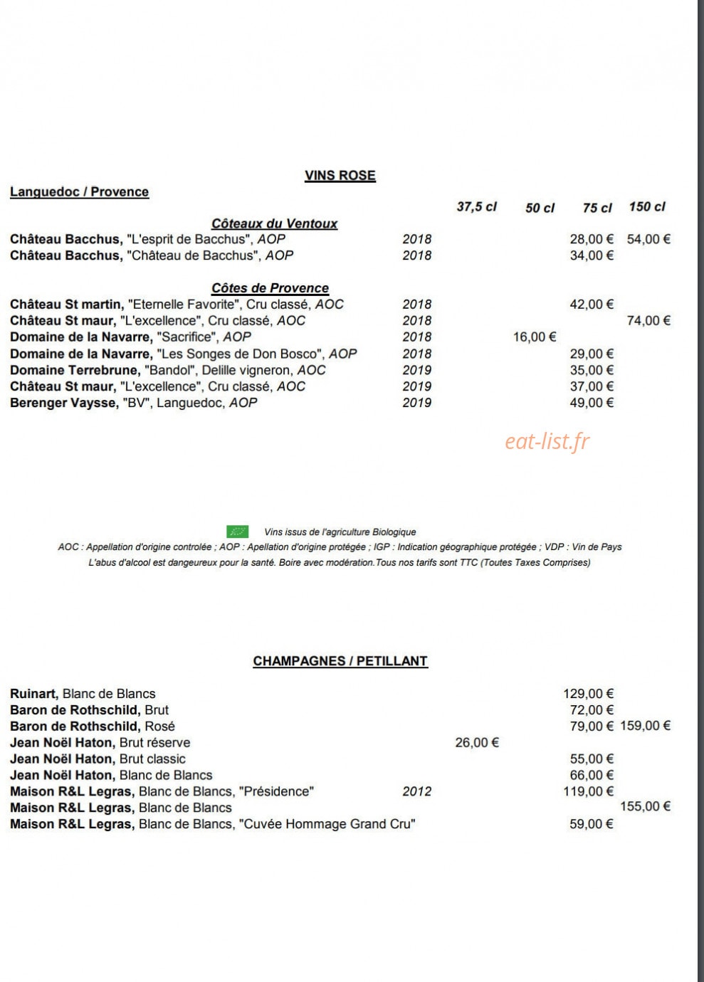Bacchus Club et Rooftop — carte page 13