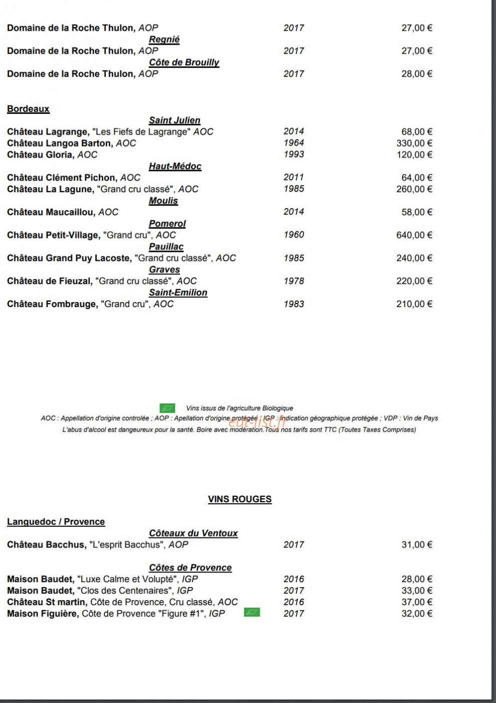 Bacchus Club et Rooftop — carte page 12
