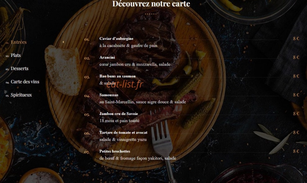 Delicatessen — carte page 1