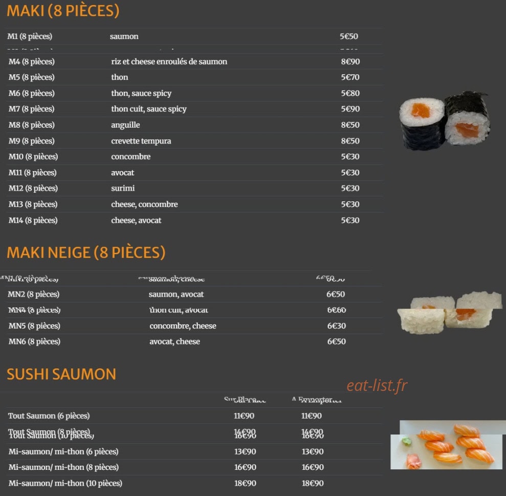 Dragon d'or sushi — carte page 3