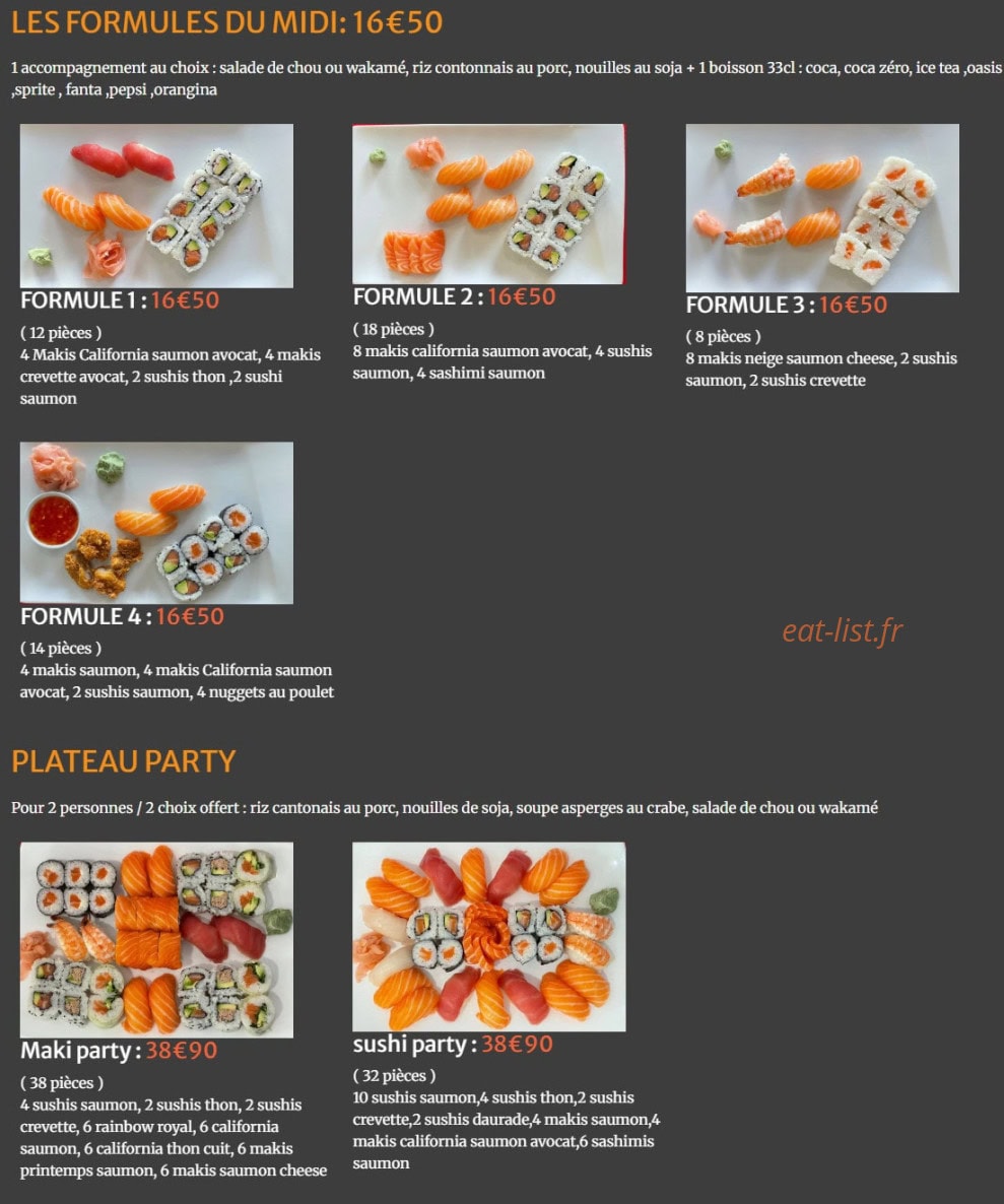 Dragon d'or sushi — carte page 7