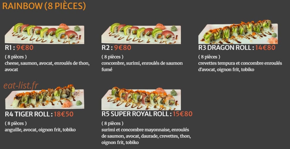 Dragon d'or sushi — carte page 10