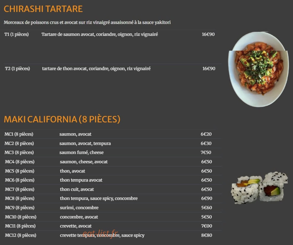 Dragon d'or sushi — carte page 2