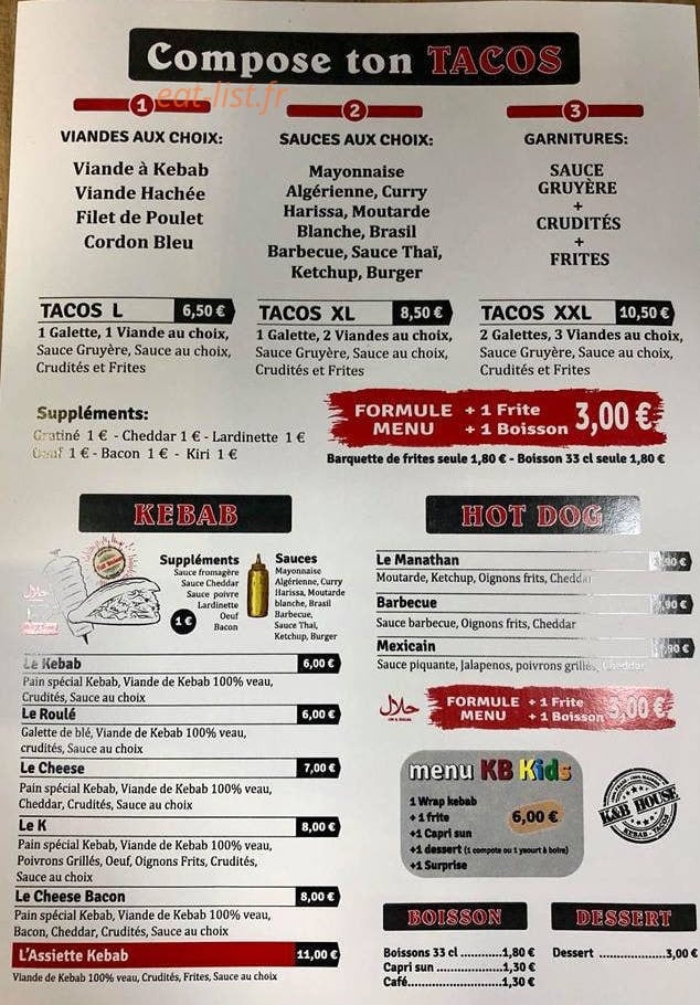 K&B House — carte page 2