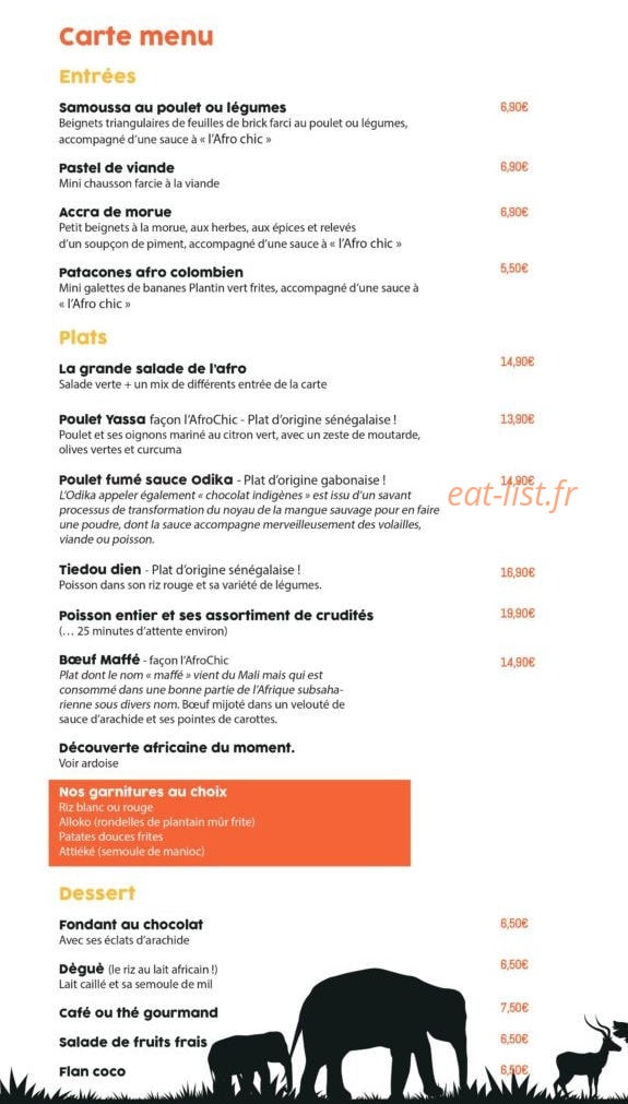 L’Afro’Chic — carte page 1