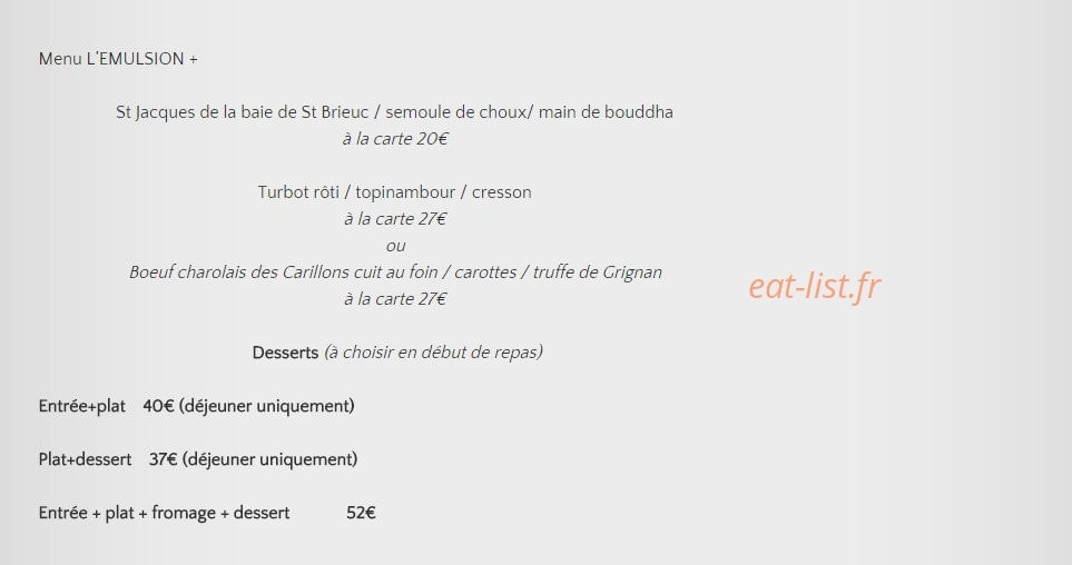 L'Emulsion — carte page 2