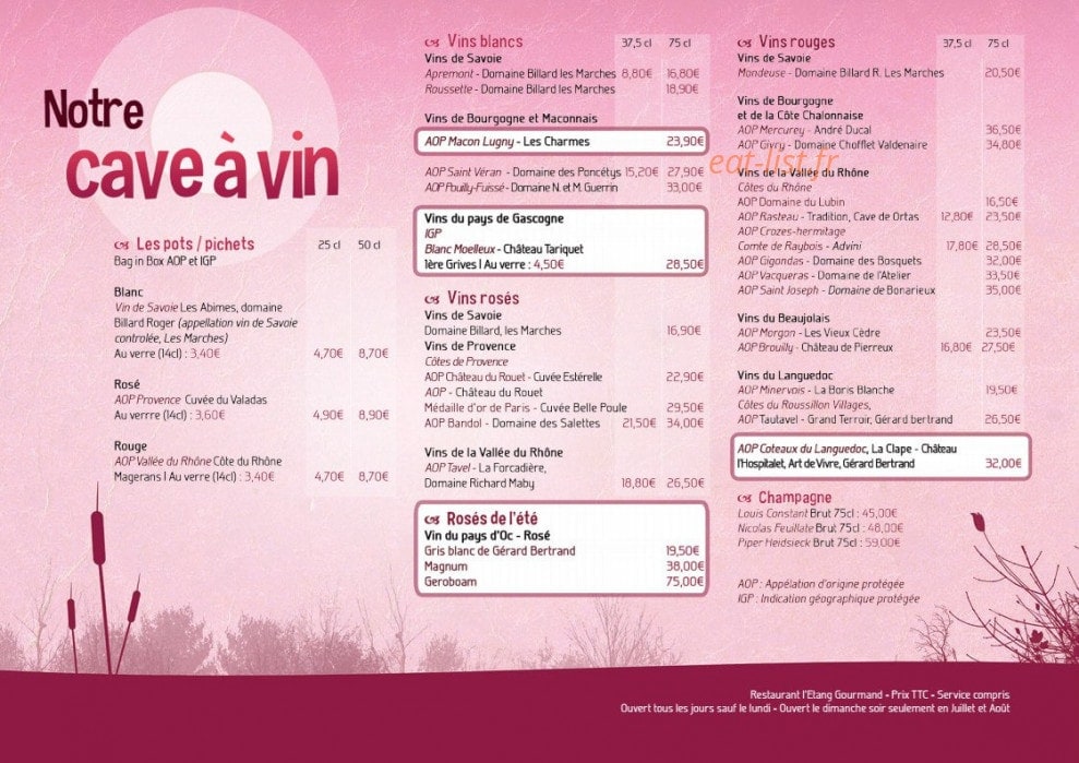 L’Etang Gourmand — carte page 6