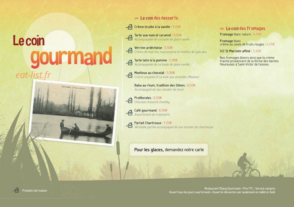 L’Etang Gourmand — carte page 4