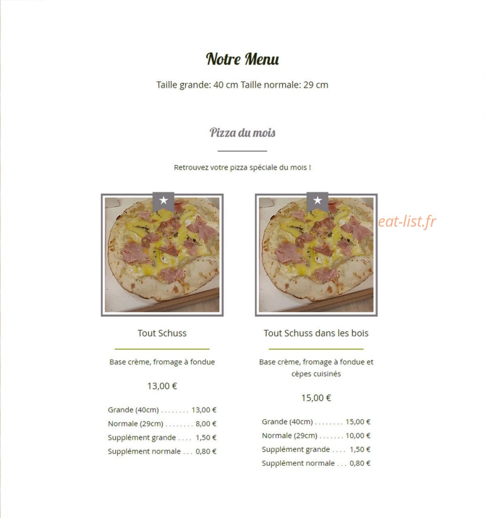 Le Pizzaiolo — carte page 1