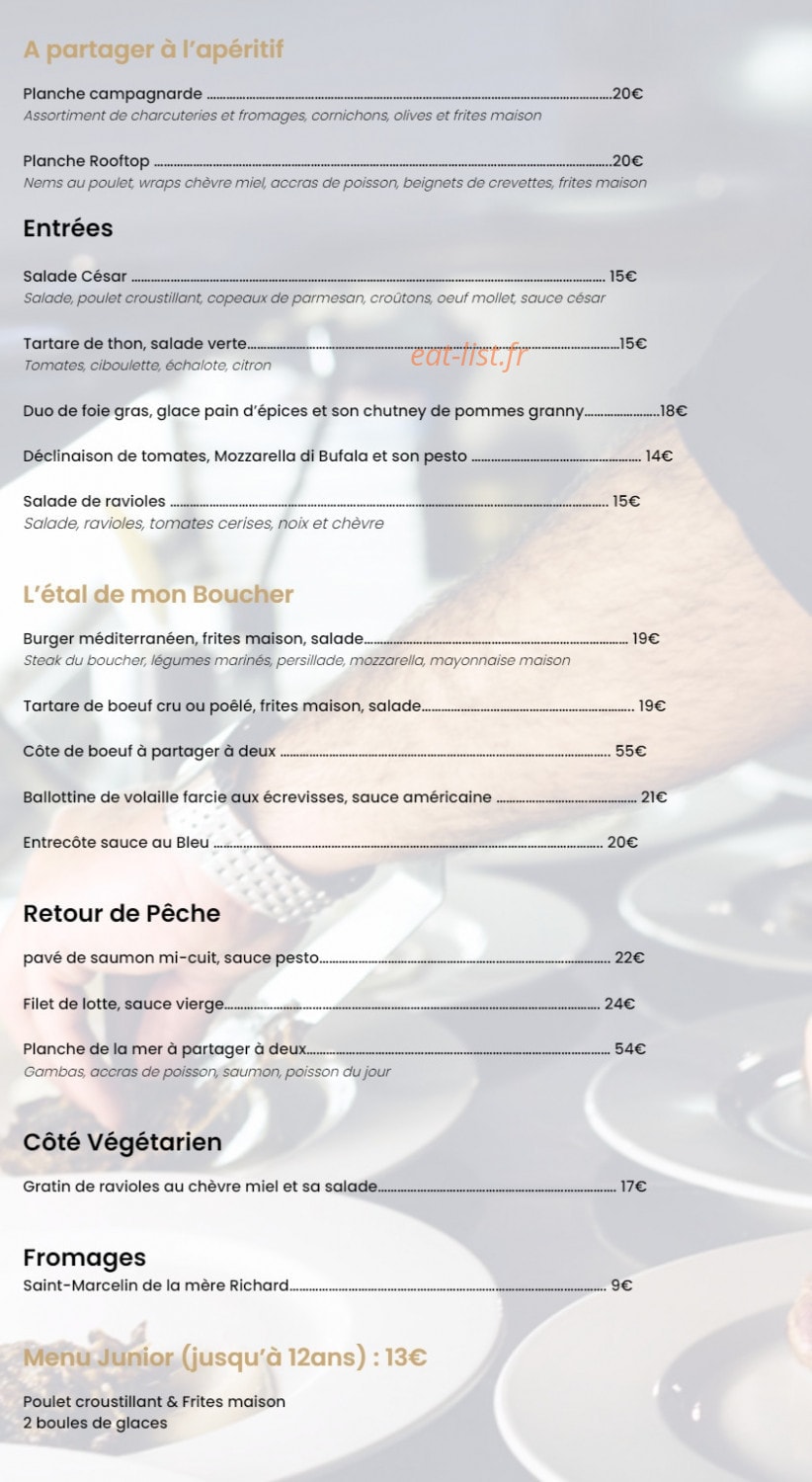 Le Rooftop 38 — carte page 1