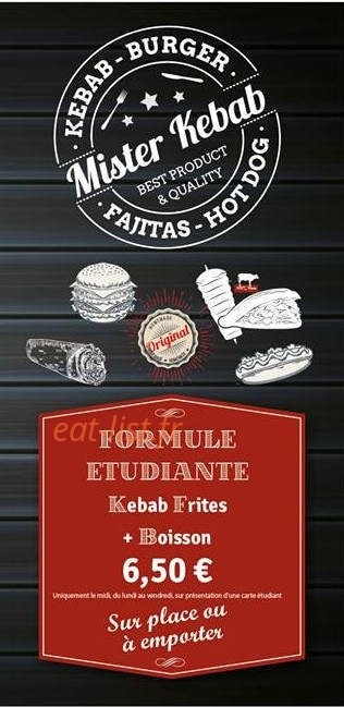 Mister Kebab — carte page 1