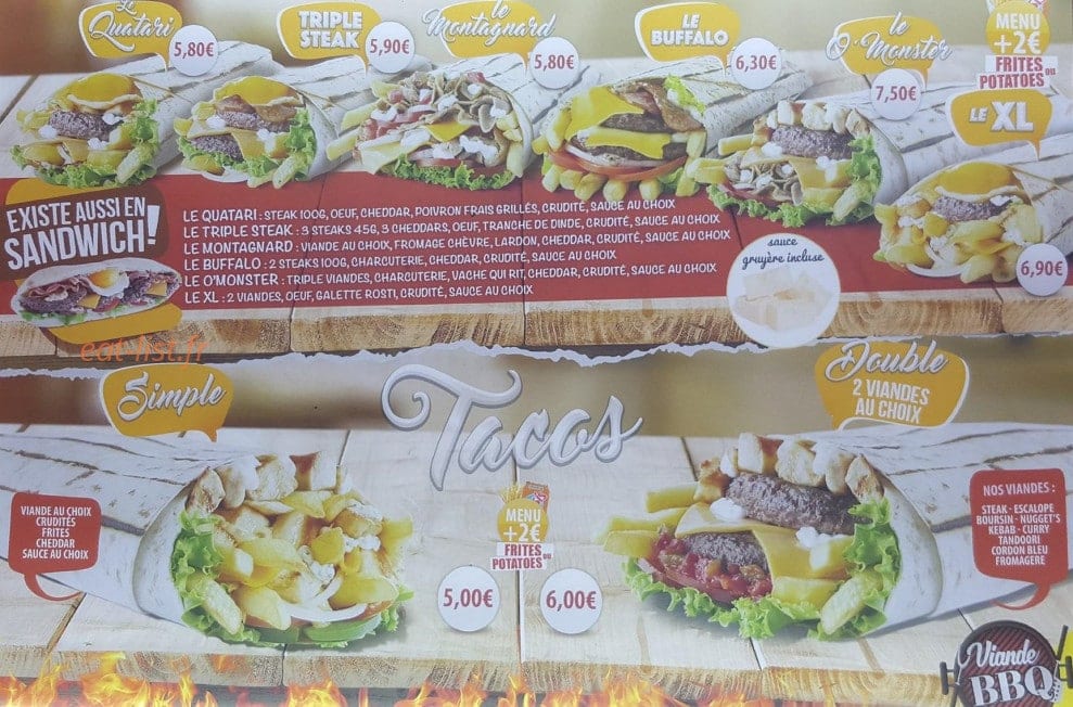 O'Burger — carte page 1